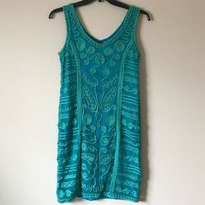 T & W designs blue turquoise lace dress